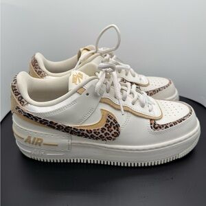 Nike Cream and Gold Sneakers with Leopard Accents